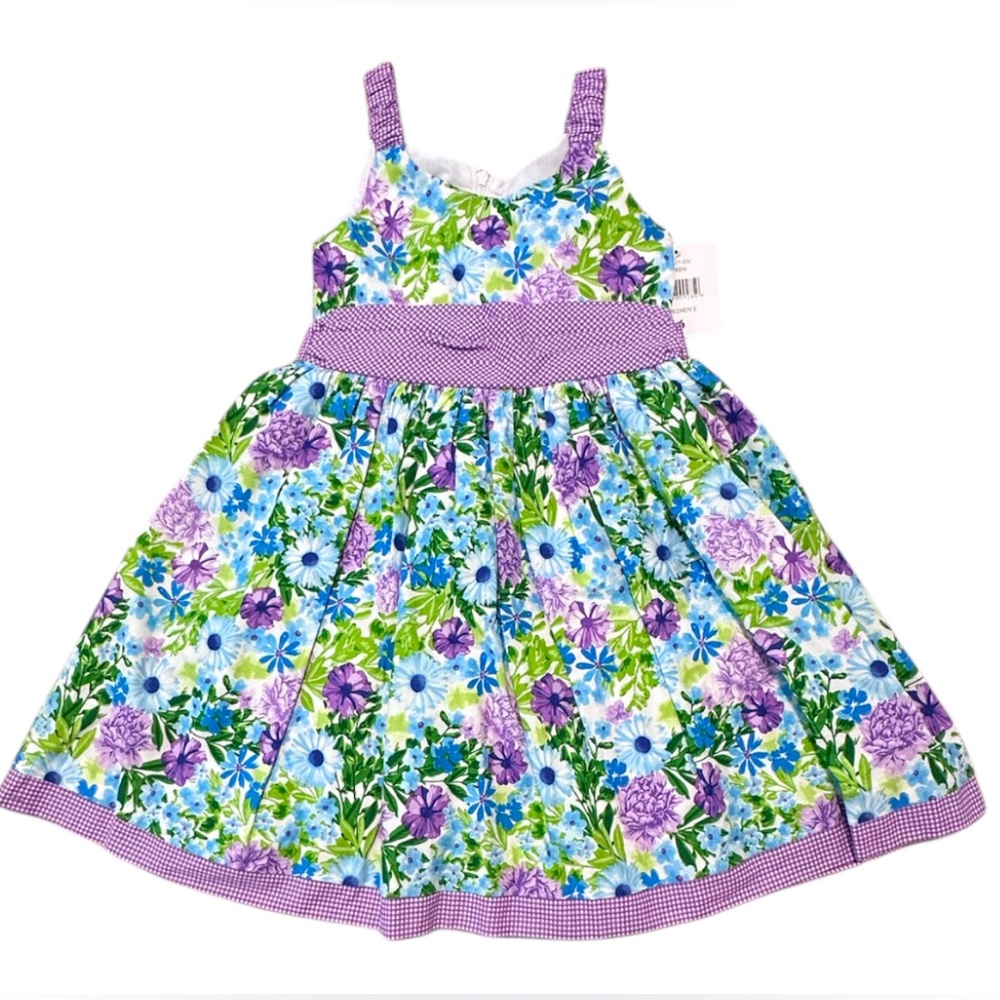 Jessica Ann | Girls Green & Purple Floral Sleeveless Dress | Size 6 | NWT
